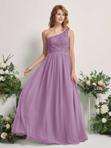 Carlyna A-Linien-Kleid One-Shoulder Bodenlang Chiffon Brautjungfernkleid Orchideen-Nebel #farbe_orchideen-nebel