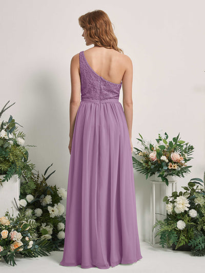 Carlyna A-Linien-Kleid One-Shoulder Bodenlang Chiffon Brautjungfernkleid Orchideen-Nebel #farbe_orchideen-nebel