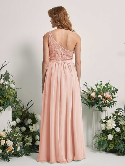 Carlyna A-Linien-Kleid One-Shoulder Bodenlang Chiffon Brautjungfernkleid Perlrosa #farbe_perlrosa