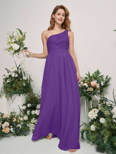 Carlyna A-Linien-Kleid One-Shoulder Bodenlang Chiffon Brautjungfernkleid Regency #farbe_regency