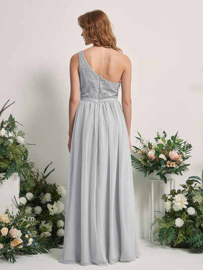 Carlyna A-Linien-Kleid One-Shoulder Bodenlang Chiffon Brautjungfernkleid Silber #farbe_silber