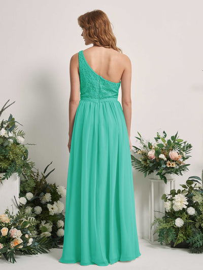 Carlyna A-Linien-Kleid One-Shoulder Bodenlang Chiffon Brautjungfernkleid Tiffany-Blau #farbe_tiffany-blau