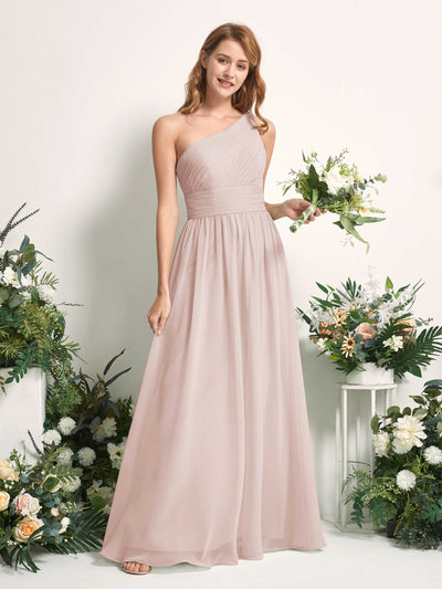 Carlyna A-Linien-Kleid One-Shoulder Bodenlang Chiffon Brautjungfernkleider Biscotti #farbe_biscotti