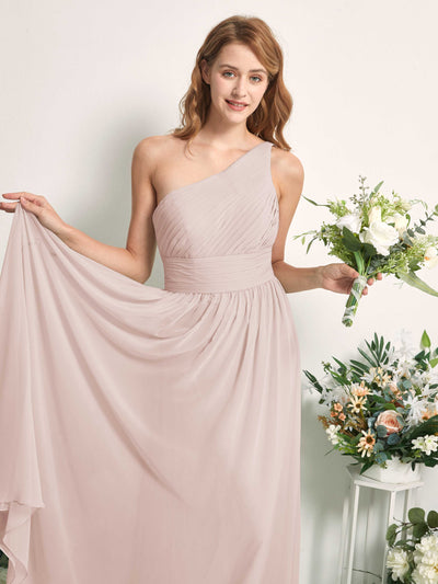 Carlyna A-Linien-Kleid One-Shoulder Bodenlang Chiffon Brautjungfernkleider Biscotti #farbe_biscotti