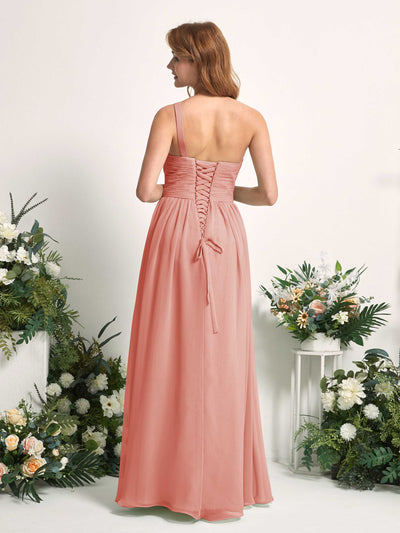Carlyna A-Linien-Kleid One-Shoulder Bodenlang Chiffon Brautjungfernkleider Champagner-Rose #farbe_champagner-rose