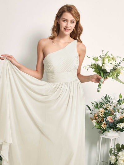Carlyna A-Linien-Kleid One-Shoulder Bodenlang Chiffon Brautjungfernkleider Elfenbein #farbe_elfenbein
