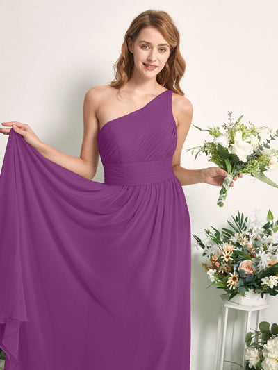 Carlyna A-Linien-Kleid One-Shoulder Bodenlang Chiffon Brautjungfernkleider Lila #farbe_lila