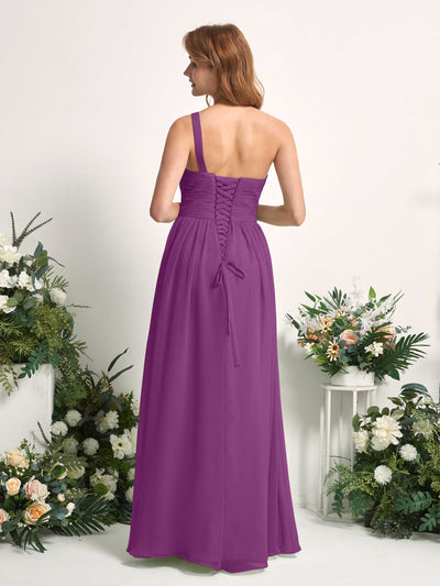 Carlyna A-Linien-Kleid One-Shoulder Bodenlang Chiffon Brautjungfernkleider Lila #farbe_lila