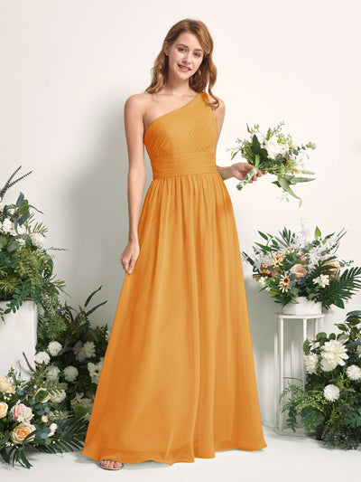 Carlyna A-Linien-Kleid One-Shoulder Bodenlang Chiffon Brautjungfernkleider Mango #farbe_mango