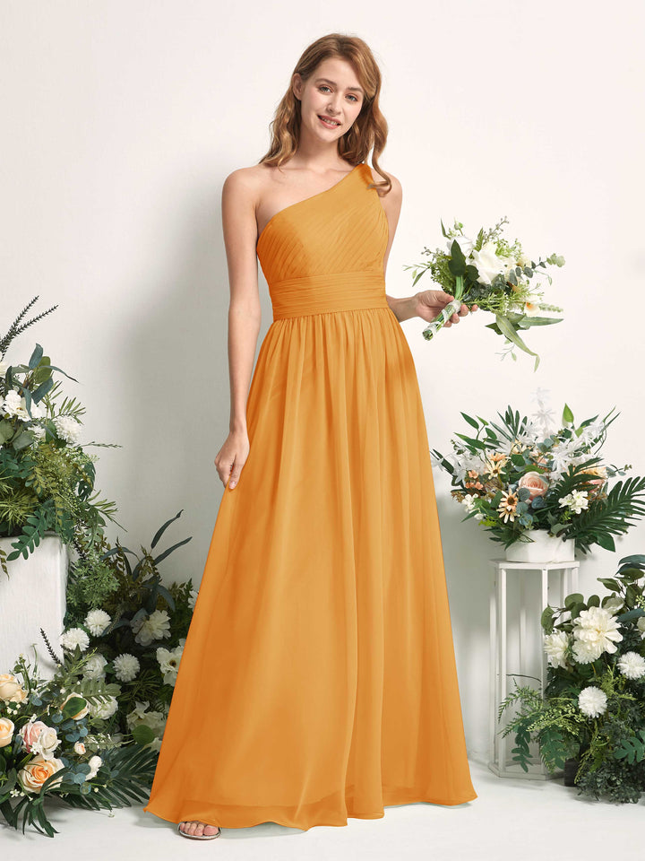 Carlyna A-Linien-Kleid One-Shoulder Bodenlang Chiffon Brautjungfernkleider Mango 