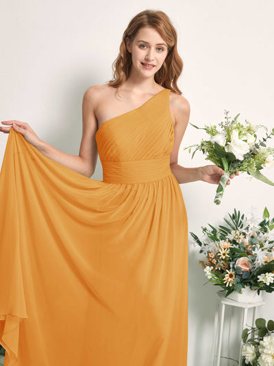 Carlyna A-Linien-Kleid One-Shoulder Bodenlang Chiffon Brautjungfernkleider Mango #farbe_mango