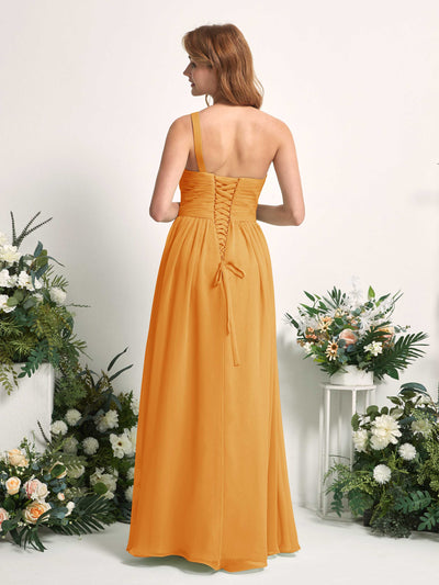 Carlyna A-Linien-Kleid One-Shoulder Bodenlang Chiffon Brautjungfernkleider Mango #farbe_mango