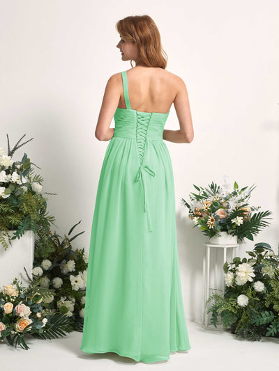 Carlyna A-Linien-Kleid One-Shoulder Bodenlang Chiffon Brautjungfernkleider Minzgrün #farbe_minzgr-n