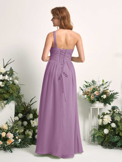 Carlyna A-Linien-Kleid One-Shoulder Bodenlang Chiffon Brautjungfernkleider Orchideen-Nebel #farbe_orchideen-nebel