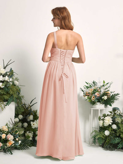 Carlyna A-Linien-Kleid One-Shoulder Bodenlang Chiffon Brautjungfernkleider Perlrosa #farbe_perlrosa