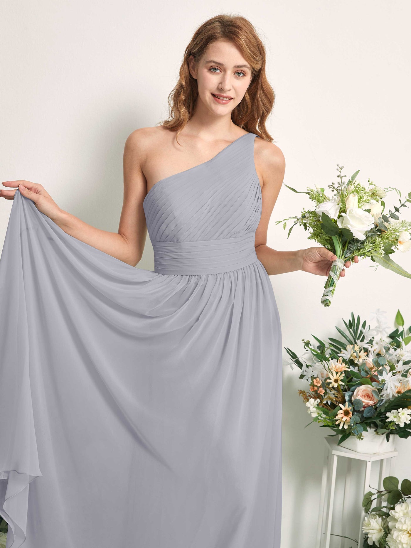 Carlyna A-Linien-Kleid One-Shoulder Bodenlang Chiffon Brautjungfernkleider Staubiger Lavendel #farbe_staubiger-lavendel