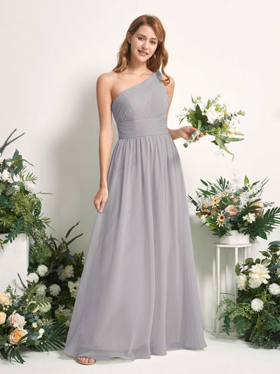 Carlyna A-Linien-Kleid One-Shoulder Bodenlang Chiffon Brautjungfernkleider Taube #farbe_taube
