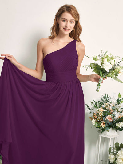 Carlyna A-Linien-Kleid One-Shoulder Bodenlang Chiffon Brautjungfernkleider Traube #farbe_traube