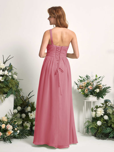 Carlyna A-Linien-Kleid One-Shoulder Bodenlang Chiffon Brautjungfernkleider Wüstenrose #farbe_w-stenrose