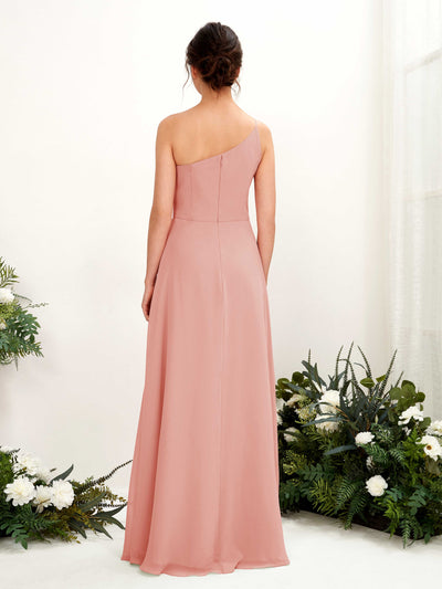 Carlyna A-Linien-Kleid One-Shoulder Chiffon Bodenlang Beinschlitz Brautjungfernkleider Champagner-Rose #farbe_champagner-rose