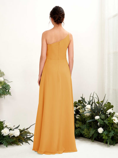 Carlyna A-Linien-Kleid One-Shoulder Chiffon Bodenlang Beinschlitz Brautjungfernkleider Mango #farbe_mango