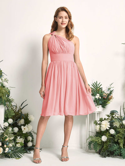 Carlyna A-Linien-Kleid One-Shoulder knielang gerafft aus Chiffon Brautjungfernkleider Ballettrosa #farbe_ballettrosa