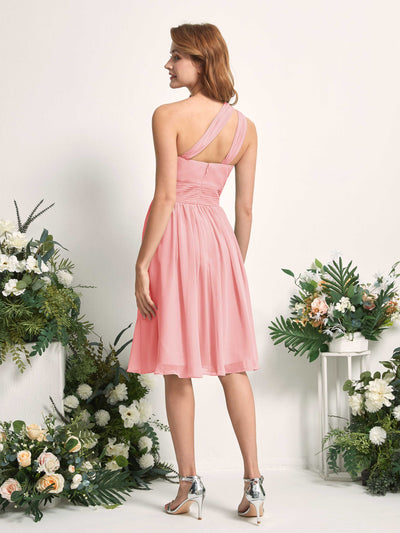 Carlyna A-Linien-Kleid One-Shoulder knielang gerafft aus Chiffon Brautjungfernkleider Ballettrosa #farbe_ballettrosa