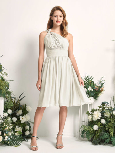 Carlyna A-Linien-Kleid One-Shoulder knielang gerafft aus Chiffon Brautjungfernkleider Elfenbein #farbe_elfenbein
