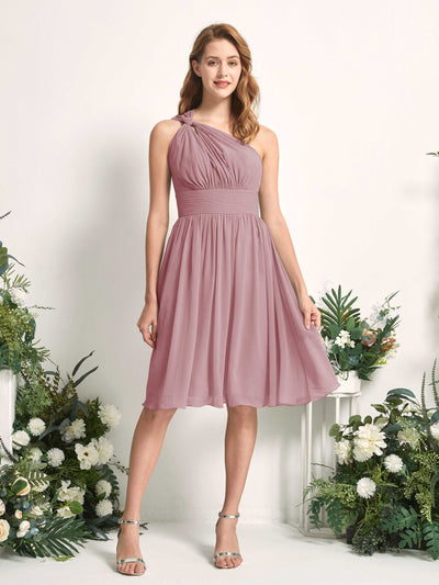 Carlyna A-Linien-Kleid One-Shoulder knielang gerafft aus Chiffon Brautjungfernkleider Klassisch Mauve #farbe_klassisch-mauve