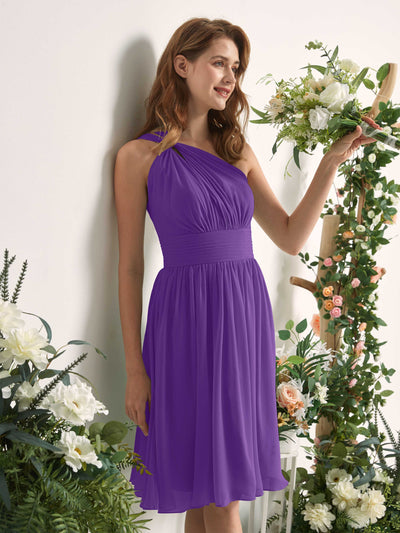 Carlyna A-Linien-Kleid One-Shoulder knielang gerafft aus Chiffon Brautjungfernkleider Regency #farbe_regency