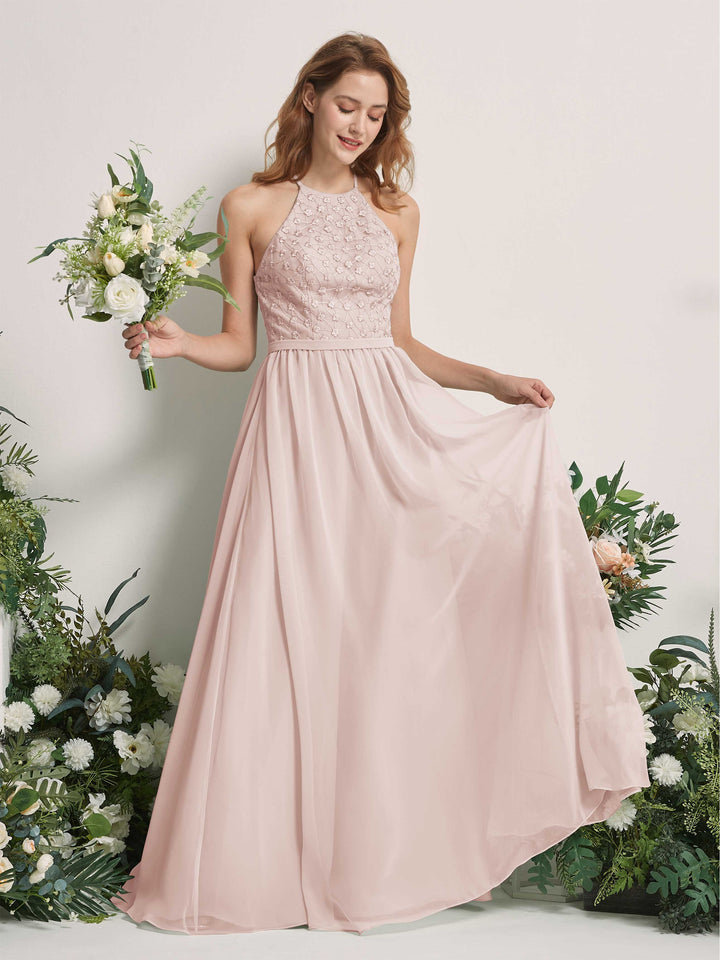 Carlyna A-Linien-Kleid Rundhals Bodenlang Brautjungfernkleider Biscotti 