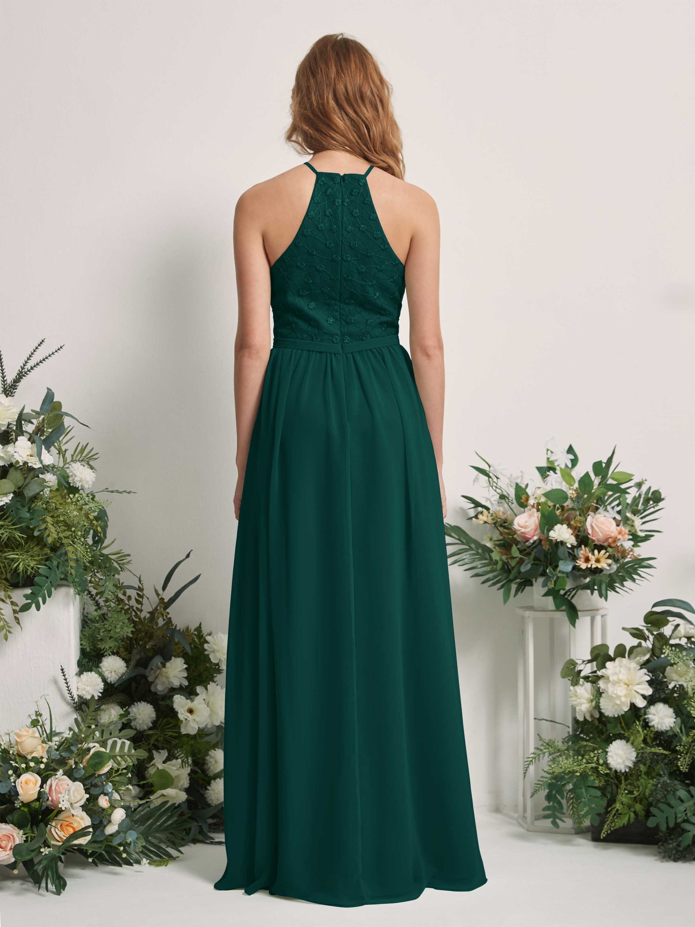 Carlyna A-Linien-Kleid Rundhals Bodenlang Brautjungfernkleider Dunkelsmaragd #farbe_dunkelsmaragd