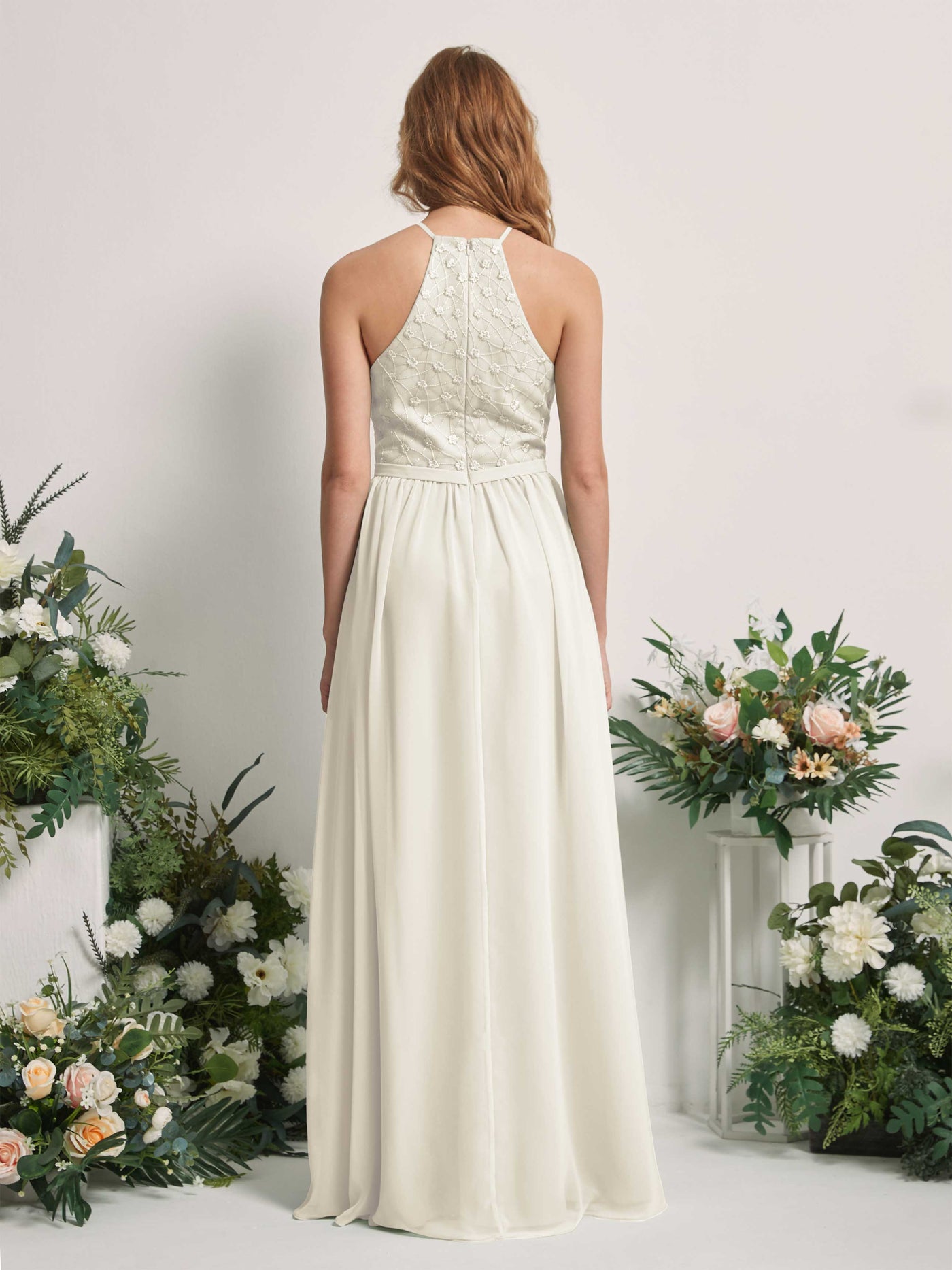 Carlyna A-Linien-Kleid Rundhals Bodenlang Brautjungfernkleider Elfenbein #farbe_elfenbein