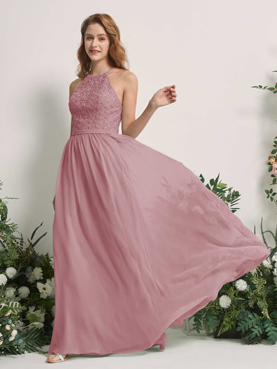 Carlyna A-Linien-Kleid Rundhals Bodenlang Brautjungfernkleider Klassisch Mauve #farbe_klassisch-mauve