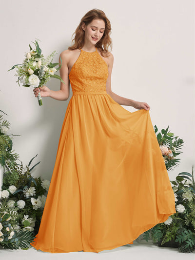 Carlyna A-Linien-Kleid Rundhals Bodenlang Brautjungfernkleider Mango #farbe_mango