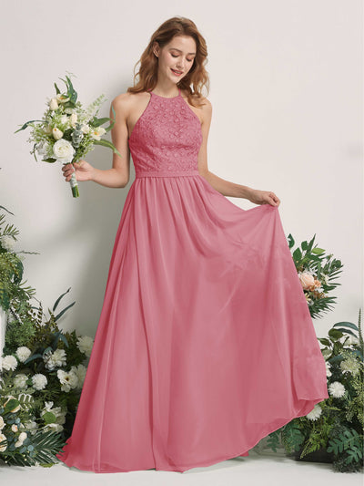 Carlyna A-Linien-Kleid Rundhals Bodenlang Brautjungfernkleider Wüstenrose #farbe_w-stenrose