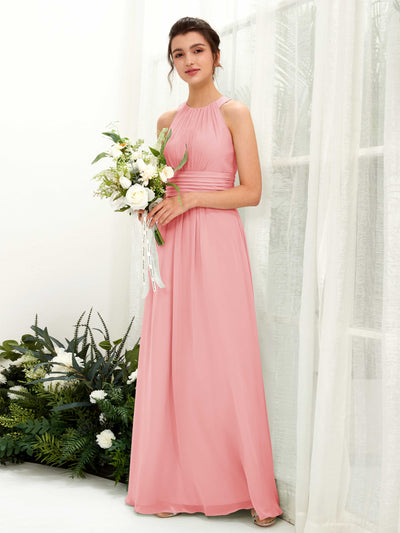 Carlyna A-Linien-Kleid Rundhals Bodenlang gerafft Brautjungfernkleider Ballettrosa #farbe_ballettrosa