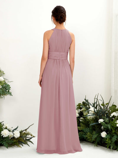 Carlyna A-Linien-Kleid Rundhals Bodenlang gerafft Brautjungfernkleider Klassisch Mauve #farbe_klassisch-mauve