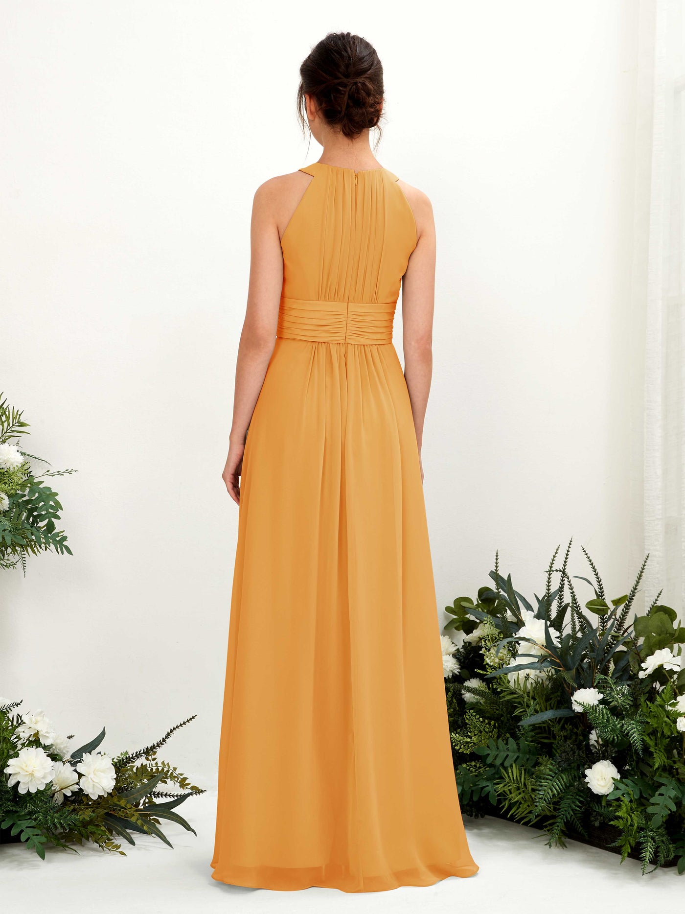 Carlyna A-Linien-Kleid Rundhals Bodenlang gerafft Brautjungfernkleider Mango #farbe_mango