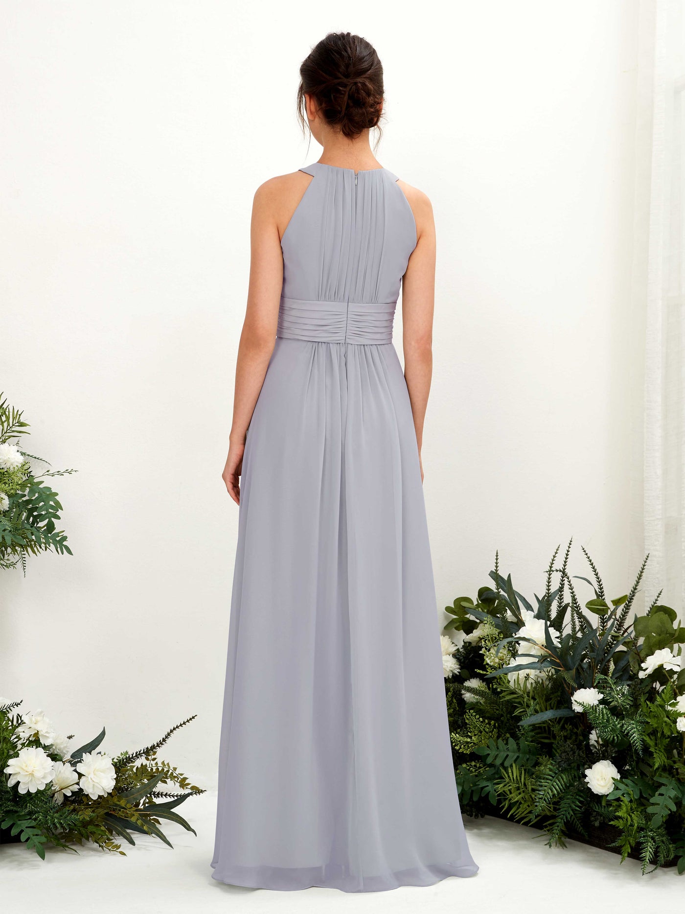 Carlyna A-Linien-Kleid Rundhals Bodenlang gerafft Brautjungfernkleider Staubiger Lavendel #farbe_staubiger-lavendel