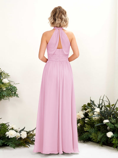 Carlyna A-Linien-Kleid Rundhals Bodentiefe Brautjungfernkleider Bonbonrosa #farbe_bonbonrosa