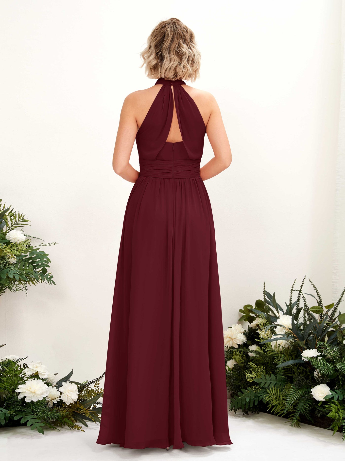 Carlyna A-Linien-Kleid Rundhals Bodentiefe Brautjungfernkleider Burgunderrot #farbe_burgunderrot