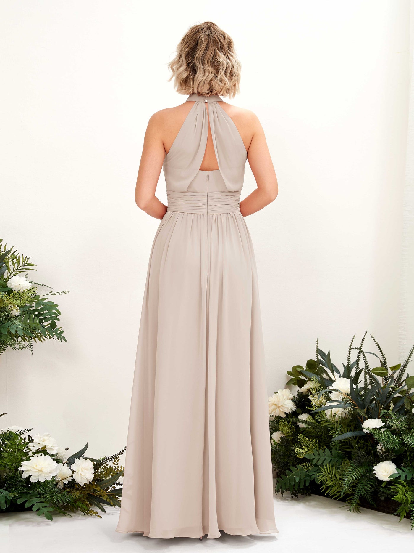 Carlyna A-Linien-Kleid Rundhals Bodentiefe Brautjungfernkleider Champagner #farbe_champagner