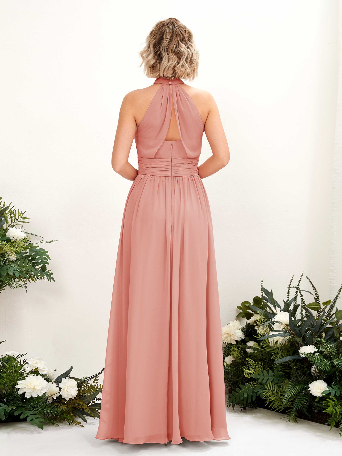 Carlyna A-Linien-Kleid Rundhals Bodentiefe Brautjungfernkleider Champagner-Rose #farbe_champagner-rose