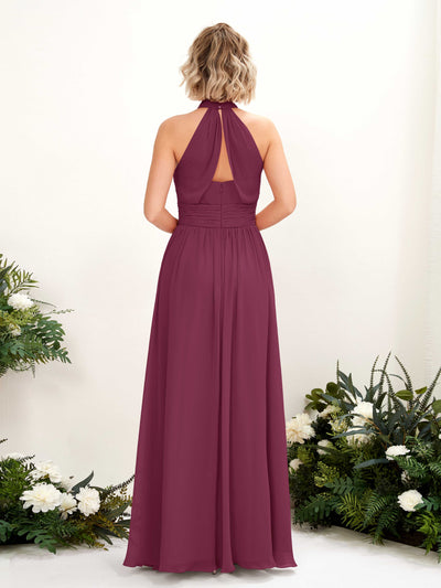 Carlyna A-Linien-Kleid Rundhals Bodentiefe Brautjungfernkleider Chianti #farbe_chianti