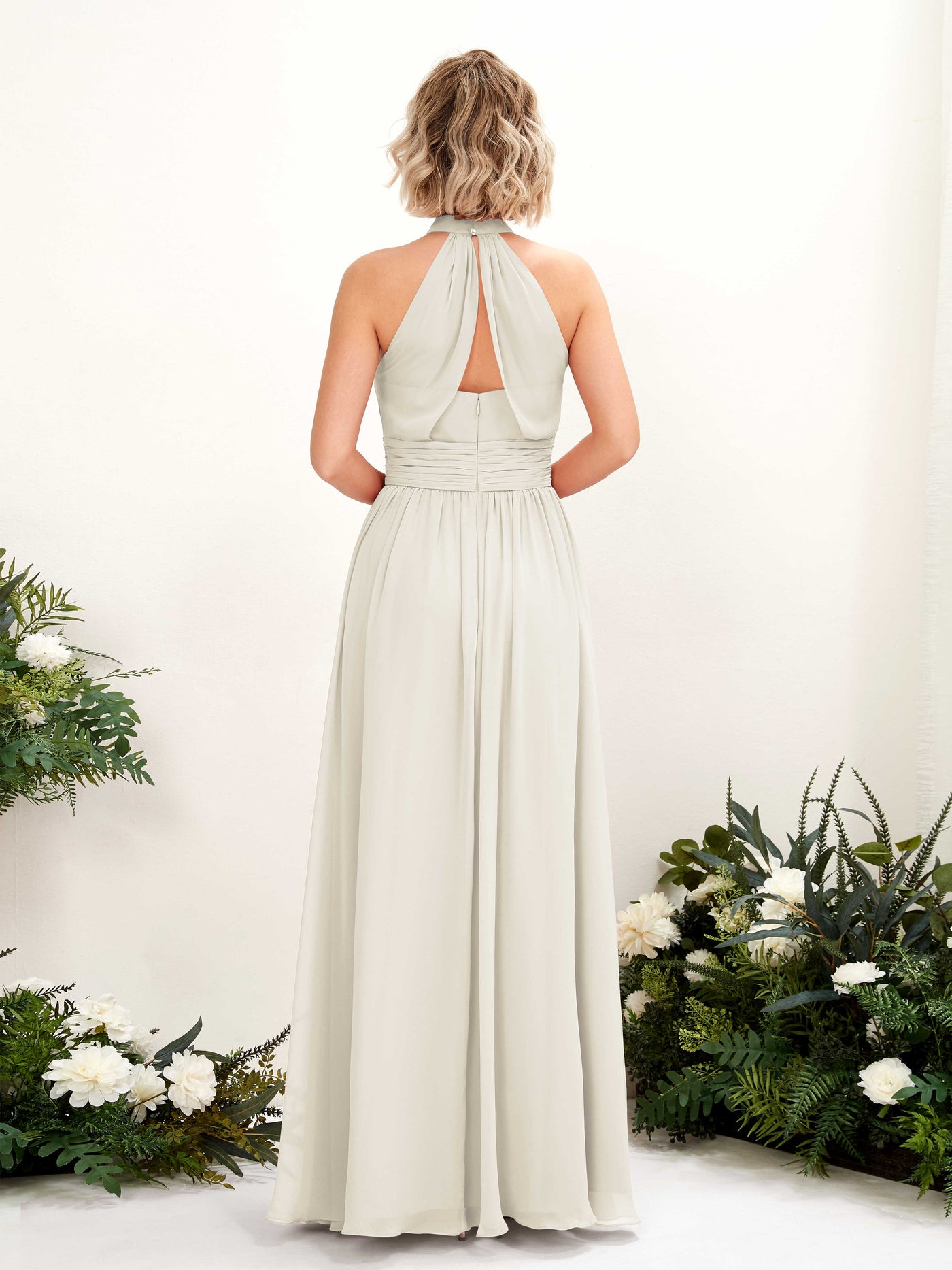 Carlyna A-Linien-Kleid Rundhals Bodentiefe Brautjungfernkleider Elfenbein #farbe_elfenbein