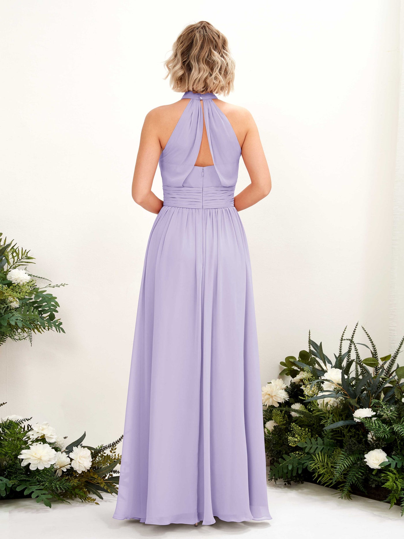 Carlyna A-Linien-Kleid Rundhals Bodentiefe Brautjungfernkleider Flieder #farbe_flieder