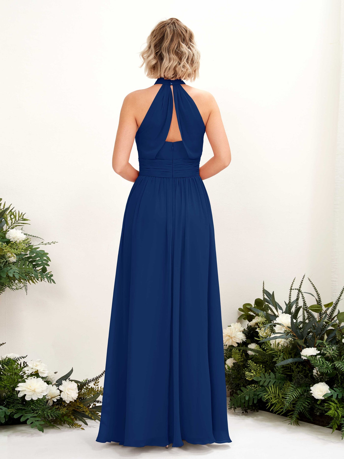 Carlyna A-Linien-Kleid Rundhals Bodentiefe Brautjungfernkleider Königsblau #farbe_k-nigsblau