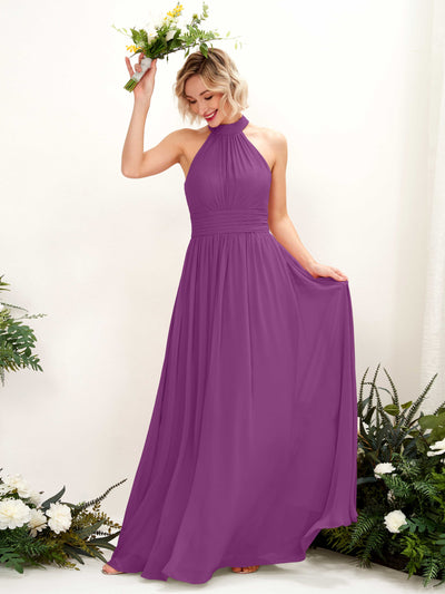 Carlyna A-Linien-Kleid Rundhals Bodentiefe Brautjungfernkleider Lila #farbe_lila