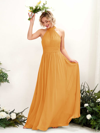 Carlyna A-Linien-Kleid Rundhals Bodentiefe Brautjungfernkleider Mango #farbe_mango